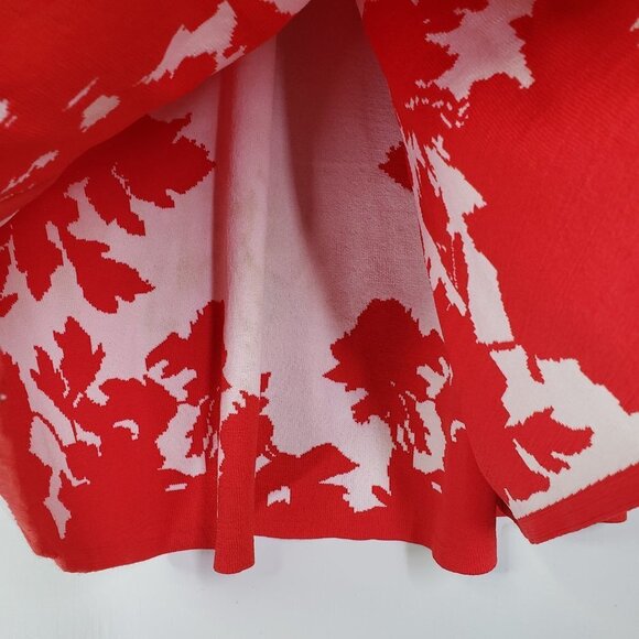 Yoana Baraschi Petaluma Fit & Flare Floral Sweater Dress S Red Orange Ivory - Picture 8 of 12